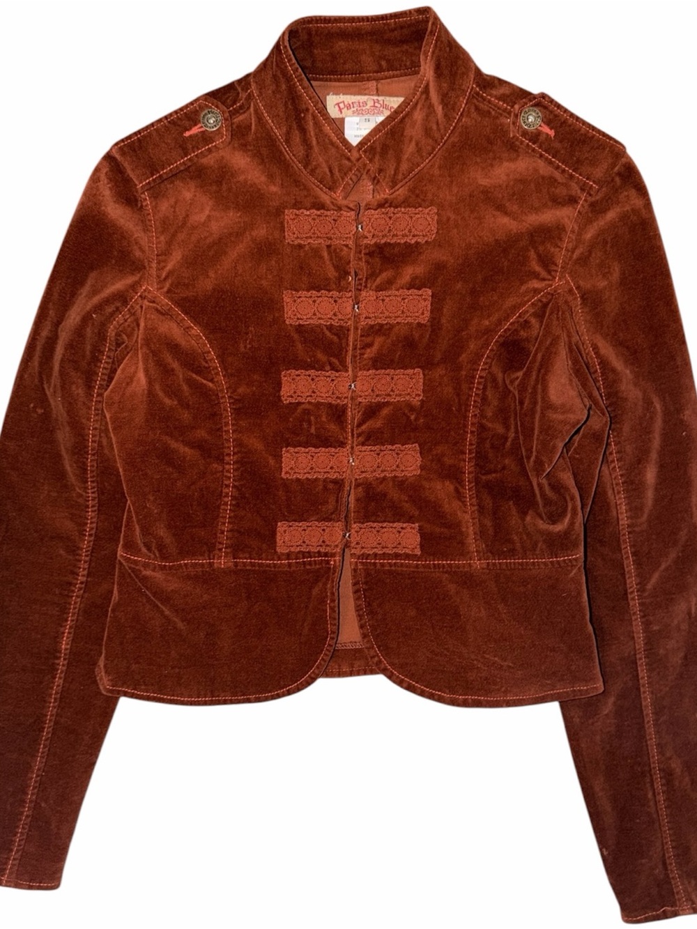 Y2K Vintage Velvet Military Style Blazer Jacket